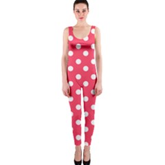 Hot Pink Polka Dots Onepiece Catsuits by GardenOfOphir