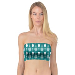 Teal And White Spatula Spoon Pattern Women s Bandeau Tops by GardenOfOphir