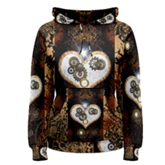 Steampunk, Awesome Heart With Clocks And Gears Women s Pullover Hoodies by FantasyWorld7