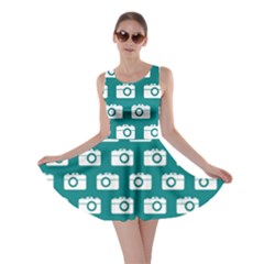 Modern Chic Vector Camera Illustration Pattern Skater Dresses by GardenOfOphir