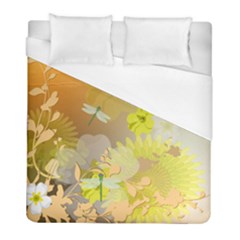 Beautiful Yellow Flowers With Dragonflies Duvet Cover Single Side (twin Size) by FantasyWorld7