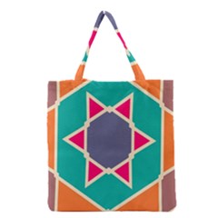 Red Retro Star Grocery Tote Bag by LalyLauraFLM