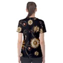 Golden Flowers On Black Background Women s Sport Mesh Tees View2