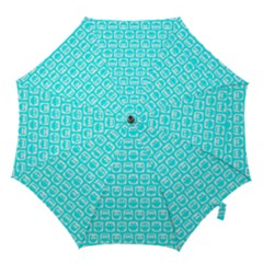 Aqua Turquoise And White Owl Pattern Hook Handle Umbrellas (small) by GardenOfOphir