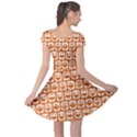 Orange And White Owl Pattern Cap Sleeve Dresses View2