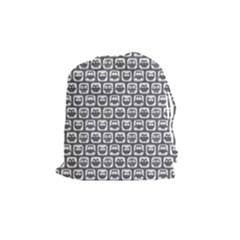 Gray And White Owl Pattern Drawstring Pouches (medium)  by GardenOfOphir