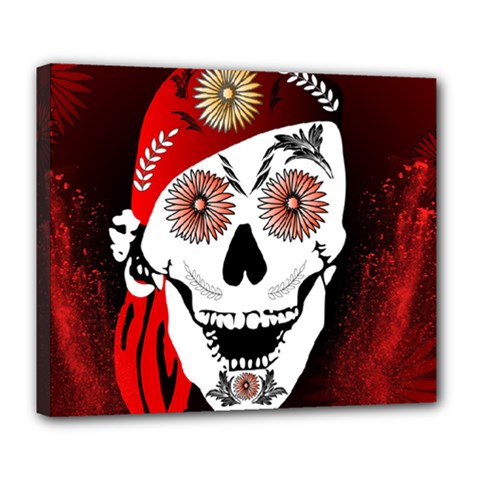 Funny Happy Skull Deluxe Canvas 24  X 20   by FantasyWorld7