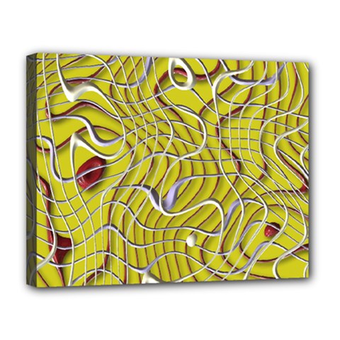 Ribbon Chaos 2 Yellow Canvas 14  X 11  by ImpressiveMoments