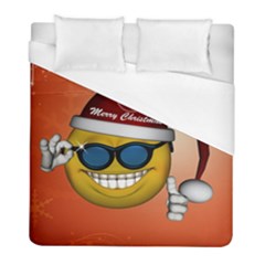 Funny Christmas Smiley With Sunglasses Duvet Cover Single Side (twin Size) by FantasyWorld7