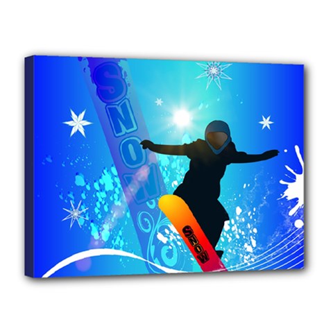 Snowboarding Canvas 16  X 12  by FantasyWorld7