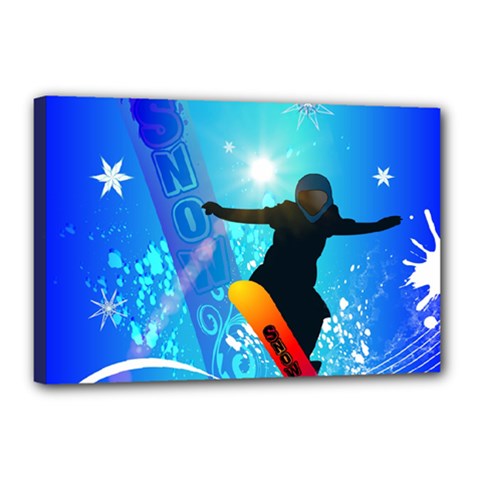 Snowboarding Canvas 18  X 12  by FantasyWorld7