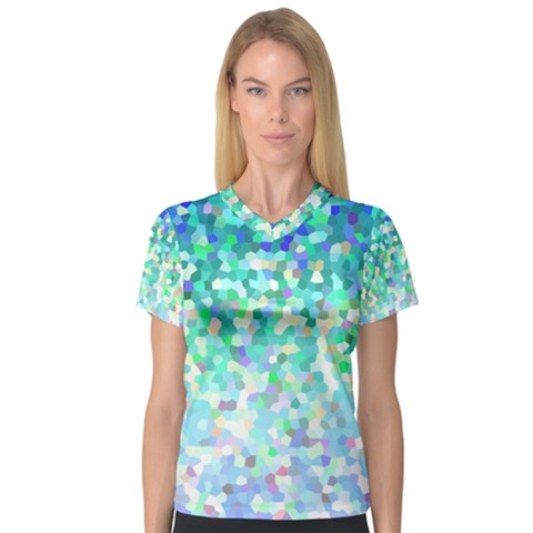 Mosaic Sparkley 1 Women s V-neck Sport Mesh Tee by MedusArt