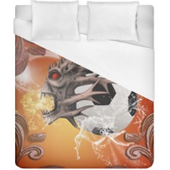 Soccer With Skull And Fire And Water Splash Duvet Cover Single Side (double Size) by FantasyWorld7