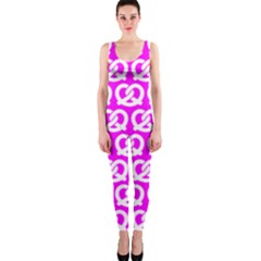 Pink Pretzel Illustrations Pattern Onepiece Catsuits by GardenOfOphir