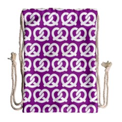 Purple Pretzel Illustrations Pattern Drawstring Bag (large) by GardenOfOphir