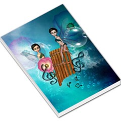 Music, Pan Flute With Fairy Large Memo Pads by FantasyWorld7