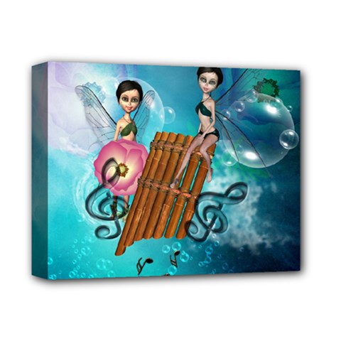 Music, Pan Flute With Fairy Deluxe Canvas 14  X 11  by FantasyWorld7