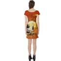 Soccer With Fire And Flame And Floral Elelements Short Sleeve Skater Dresses View2