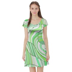 Retro Abstract Green Short Sleeve Skater Dresses by ImpressiveMoments