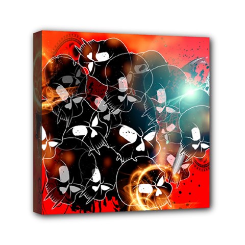 Black Skulls On Red Background With Sword Mini Canvas 6  X 6  by FantasyWorld7