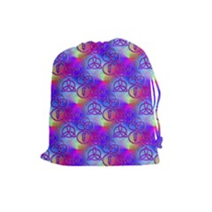 Rainbow Led Zeppelin Symbols Drawstring Pouch (large) by SaraThePixelPixie