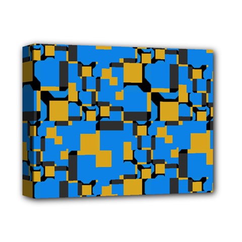 Blue Yellow Shapes Deluxe Canvas 14  X 11  (stretched) by LalyLauraFLM