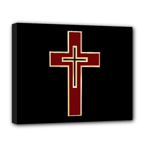 Red Christian Cross Deluxe Canvas 20  X 16  (stretched) by igorsin