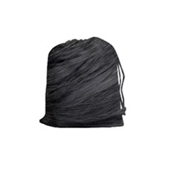 Long Haired Black Cat Fur Drawstring Pouches (medium)  by trendistuff