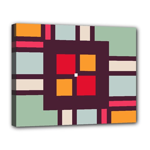 Squares And Stripes  Canvas 14  X 11  (stretched) by LalyLauraFLM