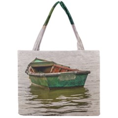 Old Fishing Boat At Santa Lucia River In Montevideo Tiny Tote Bags by dflcprints