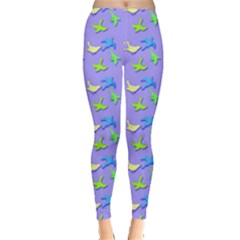 Blue And Green Birds Pattern Women s Leggings by LovelyDesigns4U