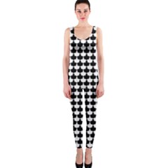 Black And White Scallop Repeat Pattern Onepiece Catsuits by PaperandFrill