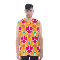 Shapes In Retro Colors Pattern Men s Basketball Tank Top by LalyLauraFLM