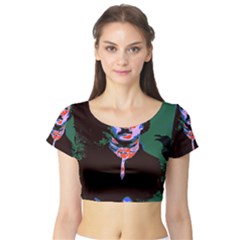 Edgar Allan Poe Pop Art  Short Sleeve Crop Top (tight Fit) by icarusismartdesigns