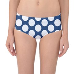 Dark Blue Polkadot Mid-waist Bikini Bottoms by Zandiepants