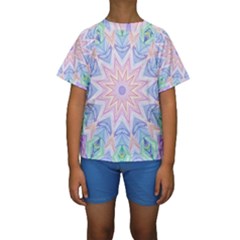 Soft Rainbow Star Mandala Kid s Short Sleeve Swimwear by Zandiepants