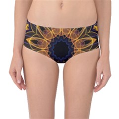 Yellow Purple Lotus Mandala Mid-waist Bikini Bottoms by Zandiepants