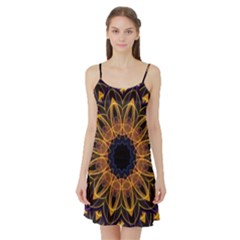 Yellow Purple Lotus Mandala Satin Night Slip by Zandiepants