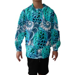 Teal Sea Forest, Abstract Underwater Ocean Hooded Wind Breaker (kids) by DianeClancy