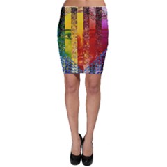 Conundrum I, Abstract Rainbow Woman Goddess  Bodycon Skirts by DianeClancy