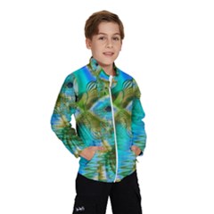 Crystal Gold Peacock, Abstract Mystical Lake Wind Breaker (kids) by DianeClancy