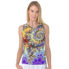 Desert Winds, Abstract Gold Purple Cactus  Women s Basketball Tank Top by DianeClancy