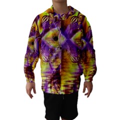 Golden Violet Crystal Palace, Abstract Cosmic Explosion Hooded Wind Breaker (kids) by DianeClancy