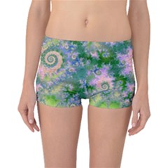 Rose Apple Green Dreams, Abstract Water Garden Boyleg Bikini Bottoms by DianeClancy