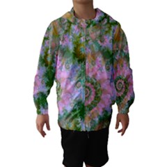 Rose Forest Green, Abstract Swirl Dance Hooded Wind Breaker (kids) by DianeClancy