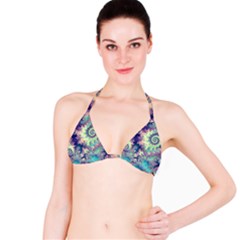 Violet Teal Sea Shells, Abstract Underwater Forest (purple Sea Horse, Abstract Ocean Waves  Bikini Top by DianeClancy