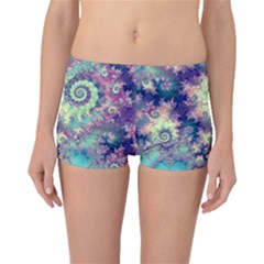 Violet Teal Sea Shells, Abstract Underwater Forest (purple Sea Horse, Abstract Ocean Waves  Boyleg Bikini Bottoms by DianeClancy