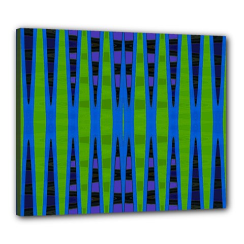 Blue Green Geometric Canvas 24  X 20  by BrightVibesDesign