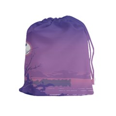 Abstract Tropical Birds Purple Sunset  Drawstring Pouches (extra Large) by WaltCurleeArt