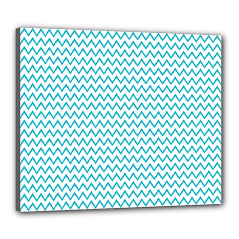 Blue White Chevron Canvas 24  X 20  by yoursparklingshop